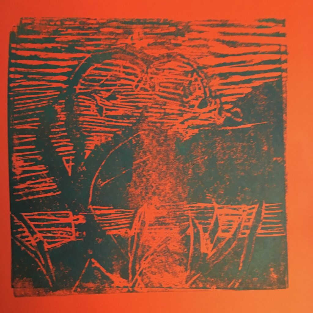 Linoprint from block